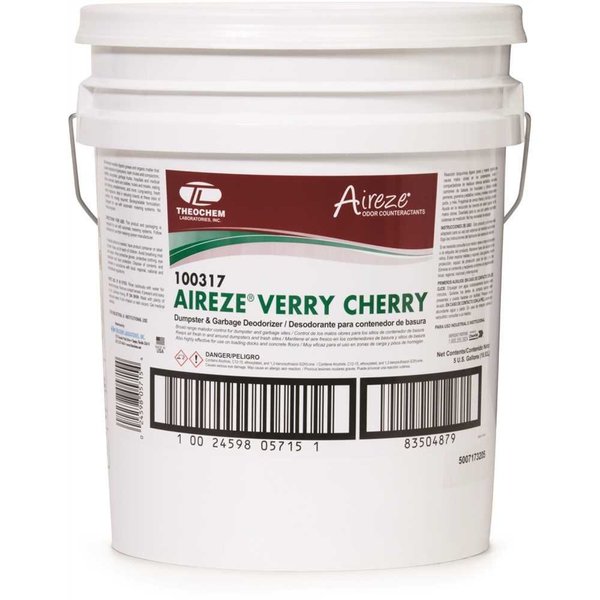 Aireze 5 Gal. Verry Cherry Liquid Dumpster and Garbage Deodorizer, 5PK 002459805715